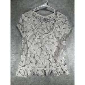 Gilly Hicks Sydney Women’s Size Large White Lace Cap Sleeve Top Sheer